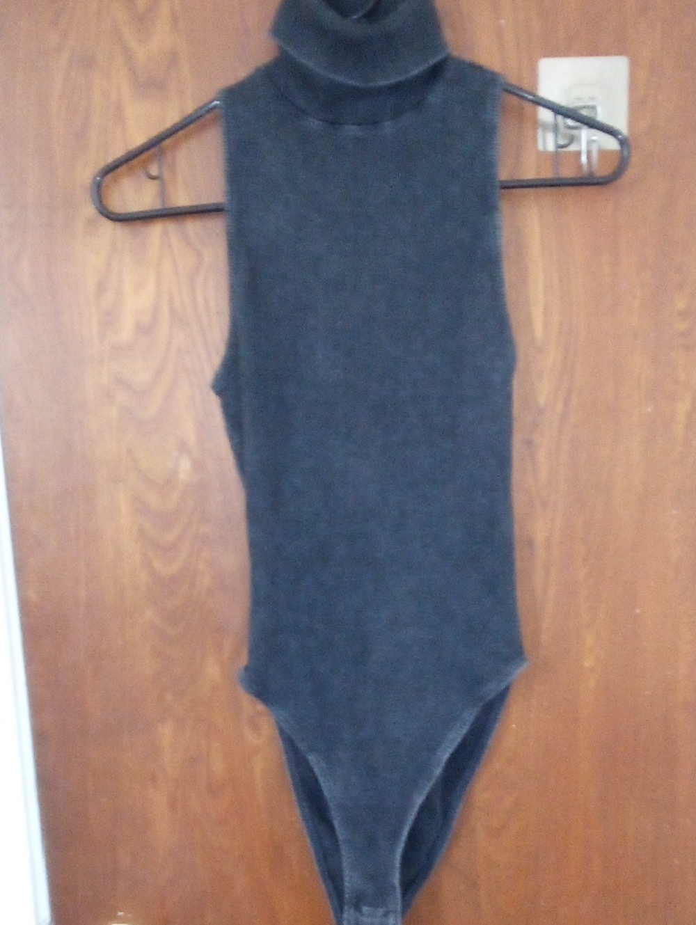 ZARA Bodysuit With Turtleneck Distressed Ribbed Charcoal, Size M